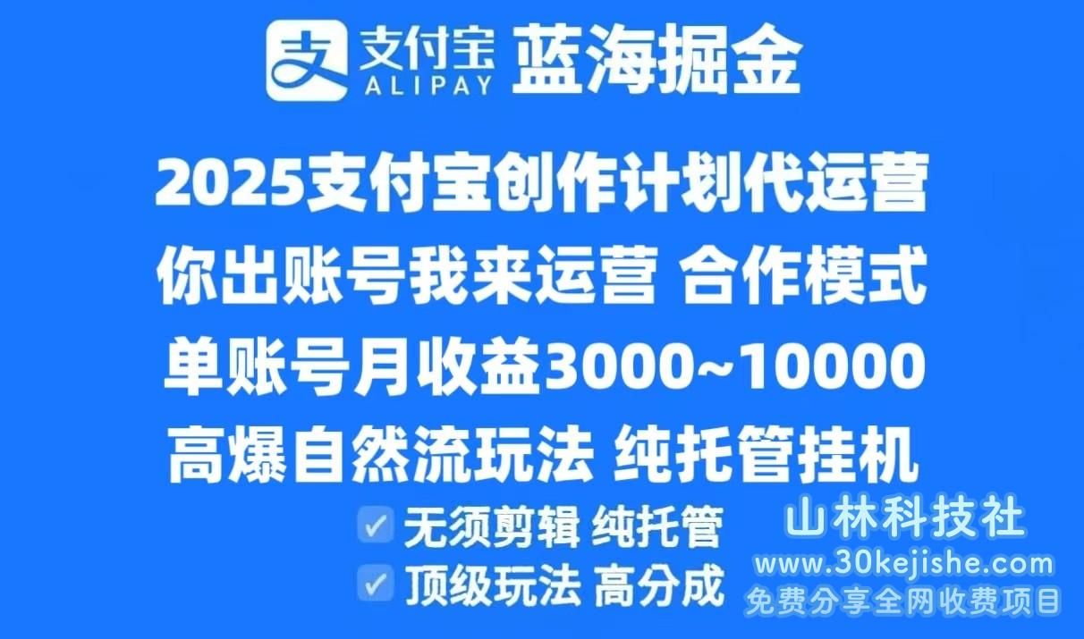 2025支付宝创作分成计划代运营，高爆自然流玩法，纯挂机高分成，合作共赢模式！_山林科技社-山林科技社