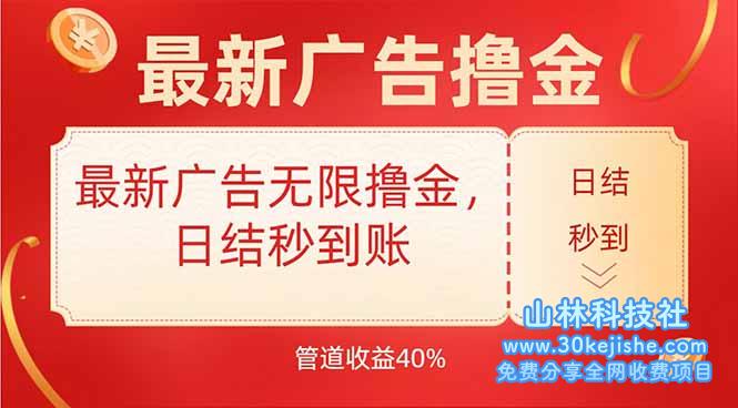 （15519期）最新广告无限撸金，日结秒到，管道40%_山林科技社-山林科技社