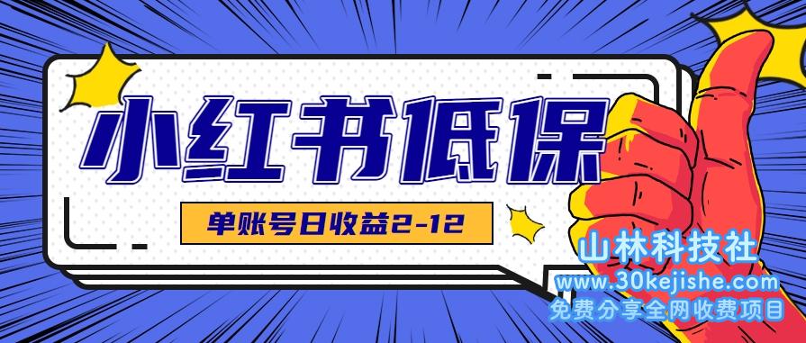 适合空闲时间操作的小红书低保项目，小红薯发布笔记，单个账号每天可获得2-12元左右_山林科技社-山林科技社