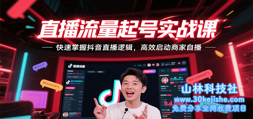 直播流量起号实战课，快速掌握抖音直播逻辑，高效启动商家自播_山林科技社-山林科技社