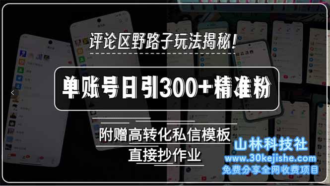 （15466期）评论区野路子玩法揭秘！单账号日引300+精准粉，附赠高转化私信模板，直…_山林科技社-山林科技社