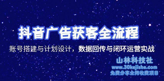 抖音广告获客全流程，账号搭建与计划设计，数据回传与闭环运营实战_山林科技社-山林科技社