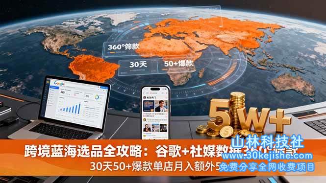 （第5期）跨境蓝海选品全攻略：谷歌+社媒数据360°筛款,30天50+爆款单店月入额外5w+！-山林科技社