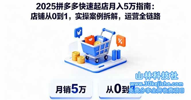 （第28期）2025拼多多快速起店月入5万指南：店铺从0到1，实操案例拆解，运营全链路！-山林科技社