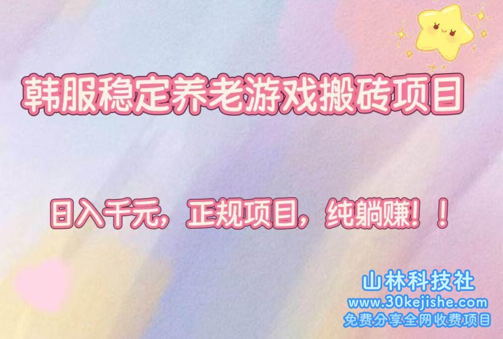 （第8期）韩服稳定养老游戏搬砖项目，日入千元，正规项目，纯躺赚！-山林科技社