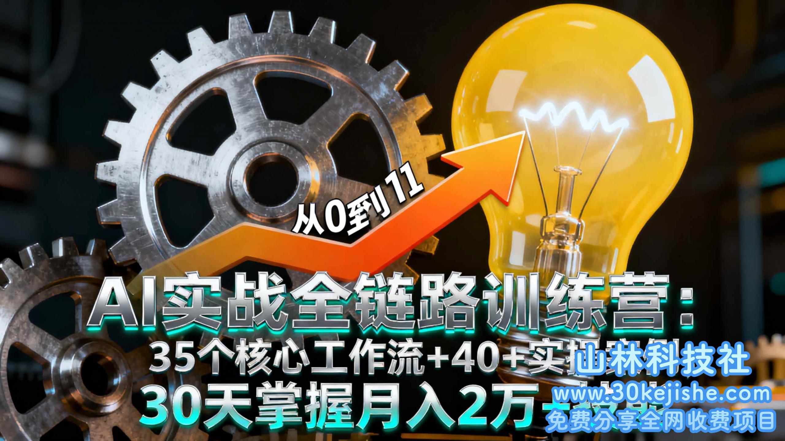 （第44期）AI实战全链路训练营：35个核心工作流+40多个实操案例，30天掌握月入2万+技能！-山林科技社