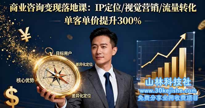 (第64期)商业咨询变现落地课:IP定位/视觉营销/流量转化,单客单价提升300%!-山林科技社