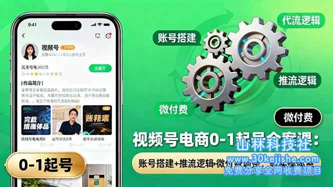 （第68期）视频号电商0-1起号全案课：账号搭建+推流逻辑+微付费调整，等实操体系！-山林科技社