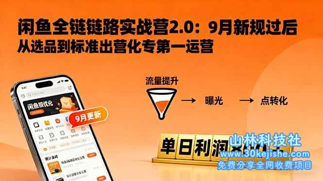 （第66期）闲鱼变现课3.0：掌握链接优化、流量提升、商业变现，单日利润800+！-山林科技社