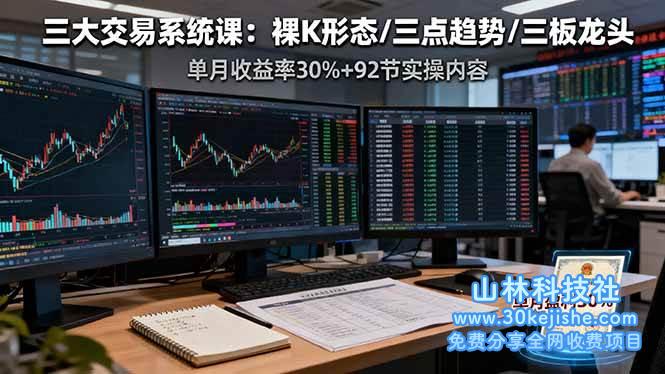 （第59期）三大交易系统课：裸K形态/三点趋势/三板体系，单月收益率30%+92节实操内容！-山林科技社