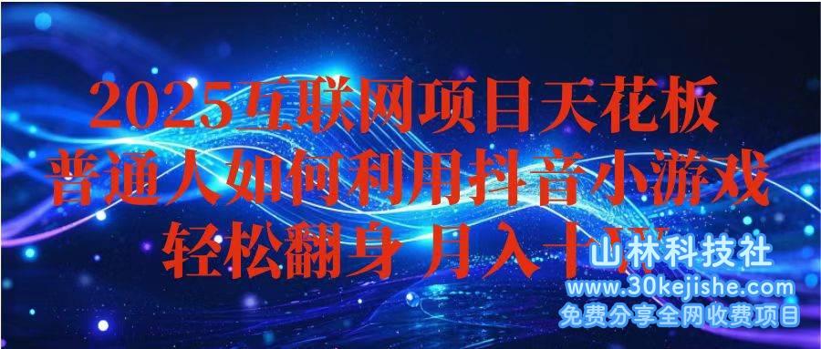 （第39期）抖音小游戏变现玩法，小白也能月入躺赚10W+ ，长期稳定，可矩阵放大！-山林科技社