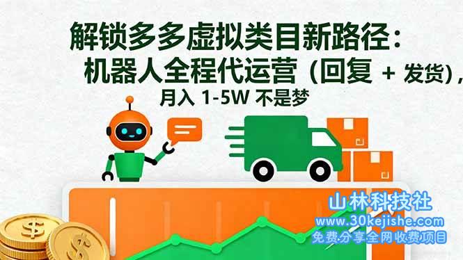 （第40期）解锁多多虚拟类目新路径：机器人全程代运营（回复+发货），月入1-5W！-山林科技社