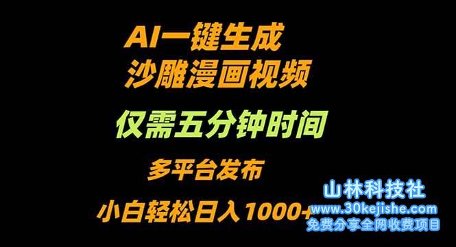 （第53期）AI一键生成沙雕动漫视频，只需5分钟，小白轻松日入1000+！-山林科技社