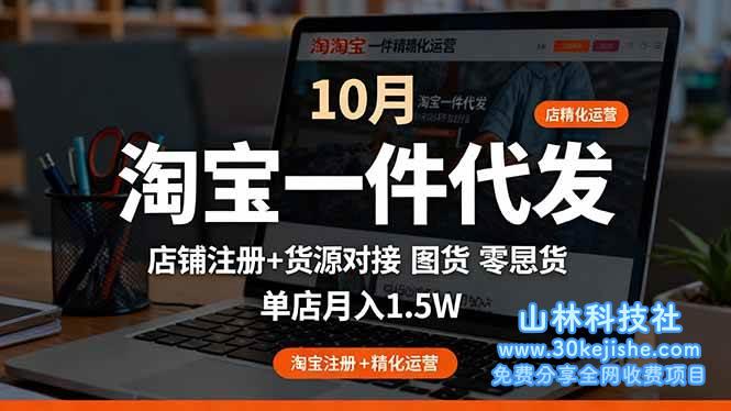 （第86期）淘宝一件代发精细化运营-10月：店铺注册+货源对接+零囤货，单店月入1.5w！-山林科技社