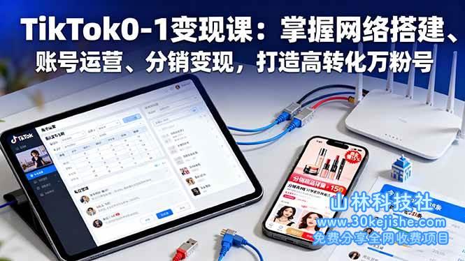 （第198期）TikTok0-1变现课：掌握网络搭建、账号运营、分销变现，打造高转化万粉号！-山林科技社