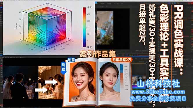 (第80期)PR调色实战课:色彩理论+工具实操+婚礼医美,30+实操案例,月接单超2万!-山林科技社