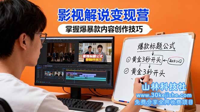 （第133期）影视解说变现营：通过30+实战案例爆款内容创作技巧，掌握影视解说盈利密码！-山林科技社