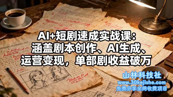(第100期)AI+短剧速成实战课:涵盖剧本创作、AI生成、运营变现,单部剧收益破万!-山林科技社