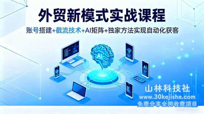 (第113期)外贸新模式实战课程,账号搭建+截流技术+AI矩阵+独家方法实现自动化获客!-山林科技社