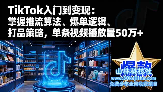 (第110期)TikTok入门到变现:掌握推流算法、爆单逻辑、打品策略,单条视频播放量50w!-山林科技社