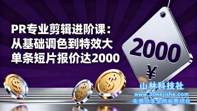 （第201期）PR专业剪辑进阶课：从基础调色到特效大片的进阶技能，单条短片报价达2000！-山林科技社