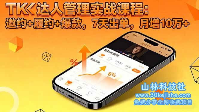 （第122期）TK达人管理实战课程：邀约+履约+爆款，7天出单，月增10万+！-山林科技社