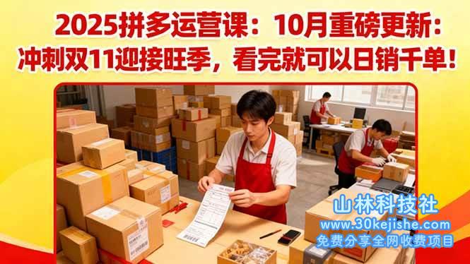(第117期)2025拼多多运营课:10月重磅更新:冲刺双11迎接旺季,看完就可以日销千单!-山林科技社