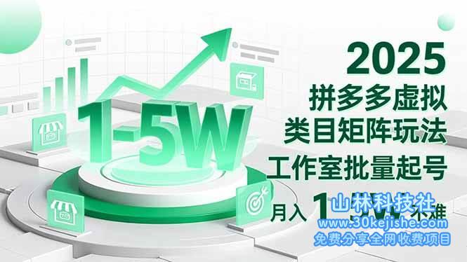 （第102期）2025拼多多虚拟类目矩阵玩法，工作室批量起号，月入1-5W！-山林科技社
