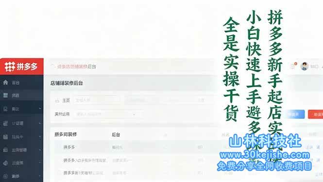 （第104期）拼多多新手起店实战课：小白快速上手拼多多运营，避开踩坑，全是实操干货！-山林科技社