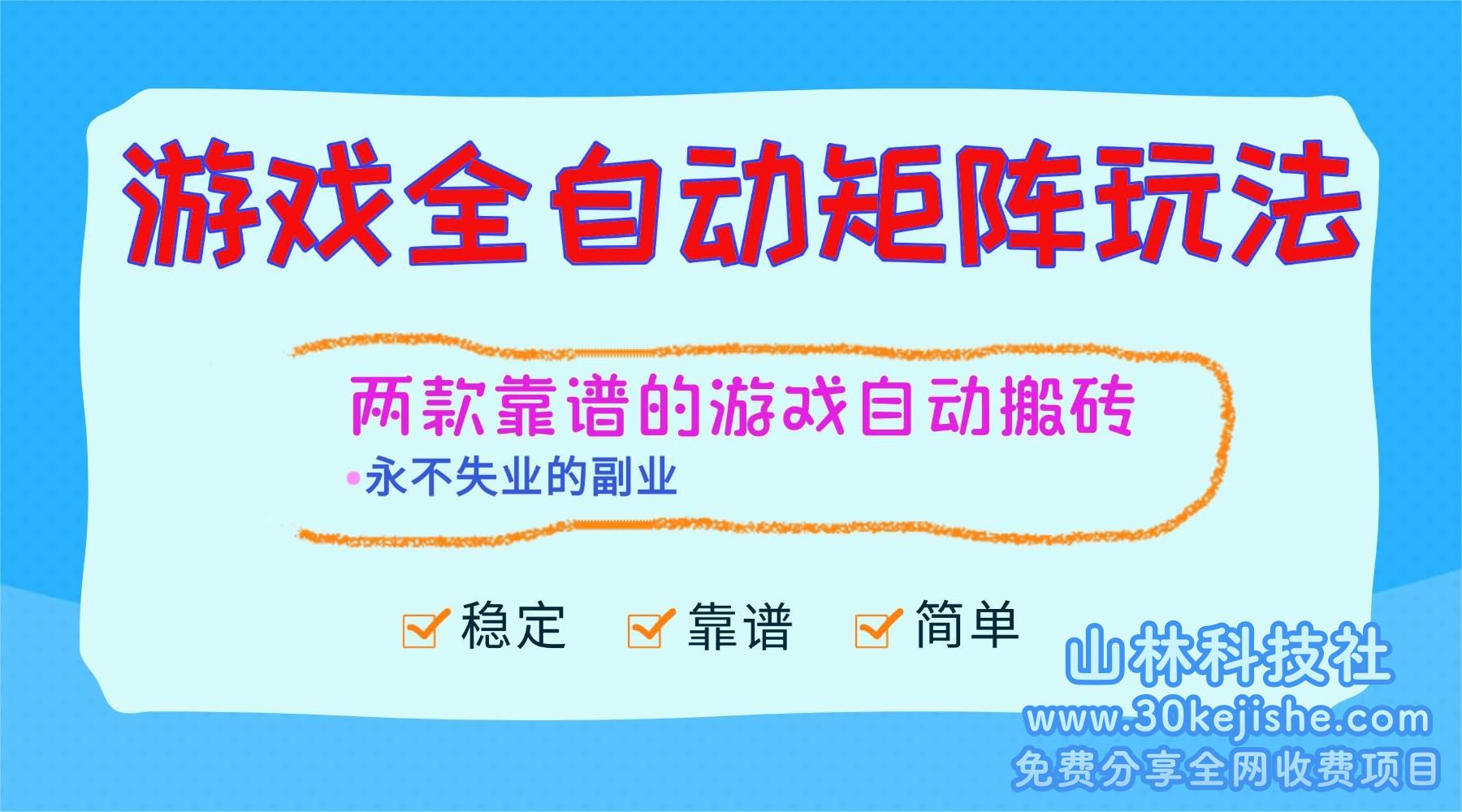 (第89期)游戏全自动矩阵玩法,日入1000+,永不失业的副业!-山林科技社