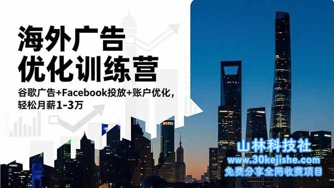 （第105期）海外广告优化训练营：谷歌广告+Facebook投放+账户优化，轻松月薪1-3万！-山林科技社
