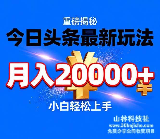 （第118期）今日头条代运营最新玩法，轻轻松松月入20000＋！-山林科技社