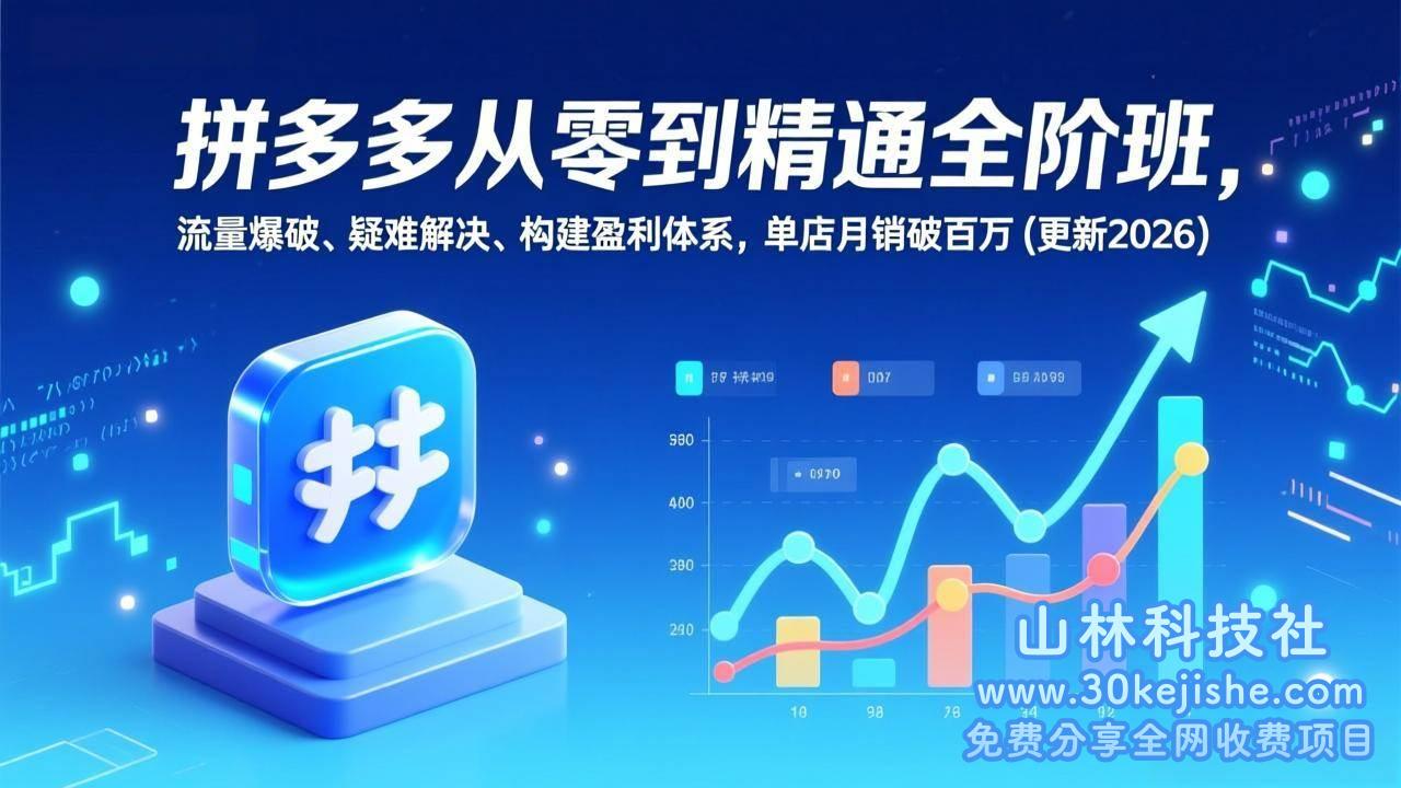 （第217期）拼多多从零到精通全阶班，流量爆破、疑难解决，构建盈利体系，单店月销破百万！-山林科技社