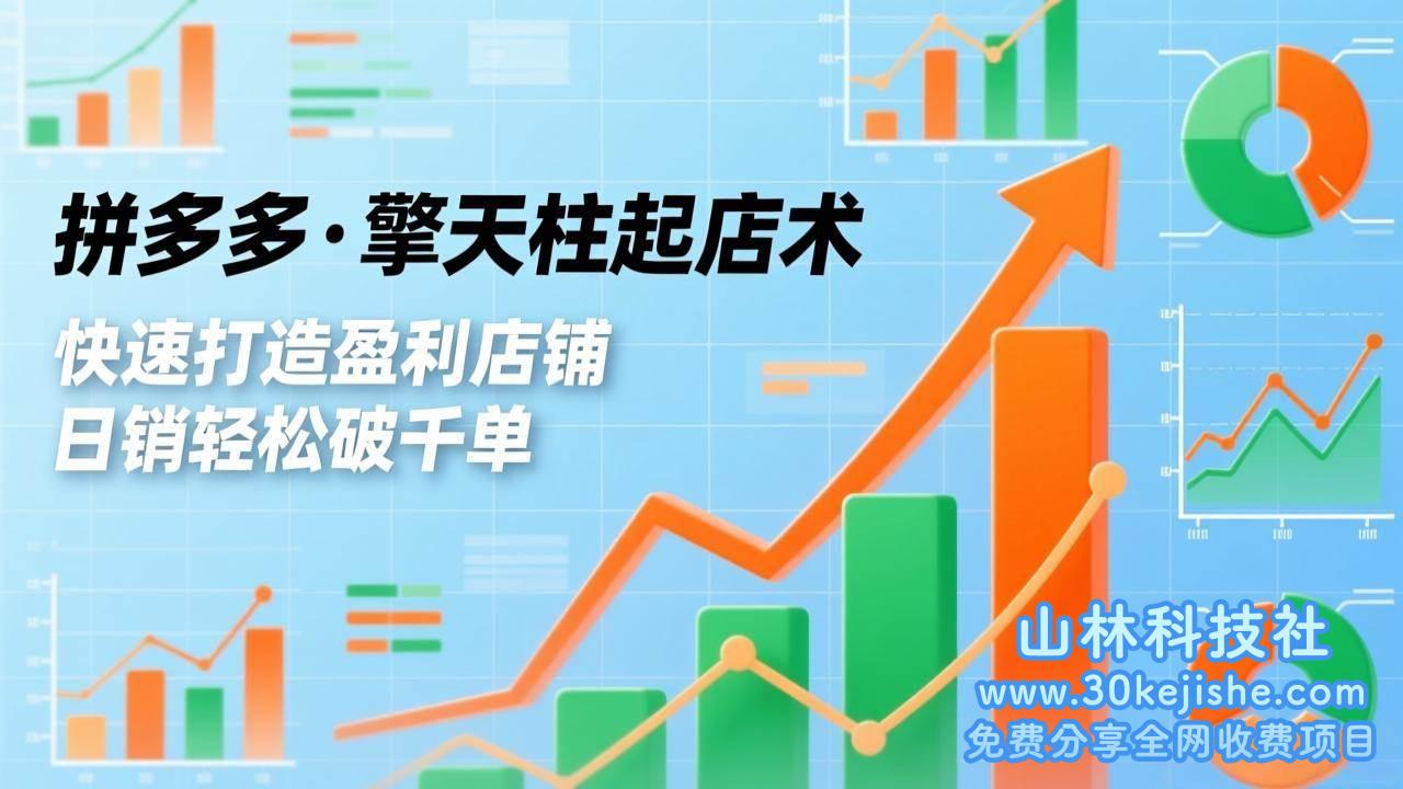 （第218期）拼多多擎天柱起店术，爆流布局、利润起飞、不断流，快速打造盈利店铺，日销轻松破千单！-山林科技社