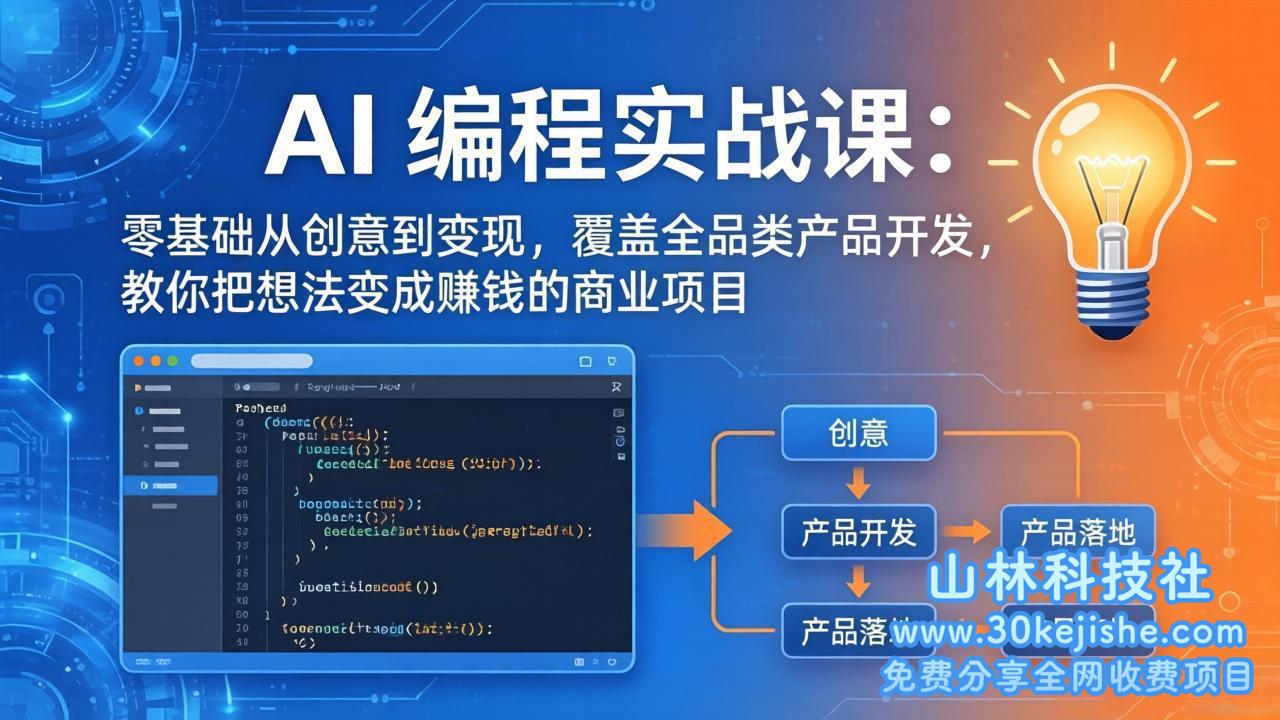 （第79期）AI编程实战课-第三期-6月更新：零基础从创意到变现，覆盖全品类产品开发，把想法变成赚钱项目！-山林科技社