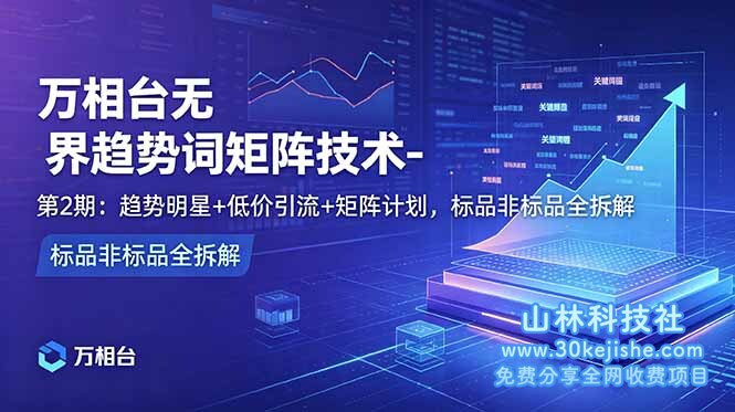 （第75期）万相台无界趋势词矩阵技术-第2期：趋势明星+低价引流+矩阵计划，标品非标品全拆解！-山林科技社