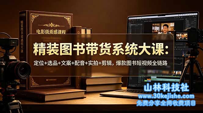 （第113期）精装图书带货系统大课：定位+选品+文案+配音+实拍+剪辑，爆款图书短视频全链路！-山林科技社