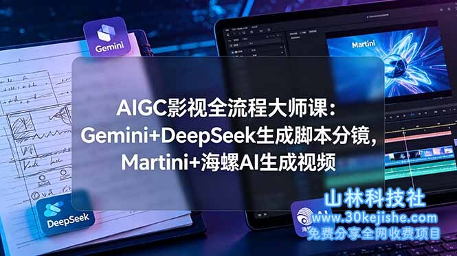 （第112期）AIGC影视全流程大师课：Gemini+DeepSeek生成脚本分镜，Martini+海螺AI生成视频！-山林科技社