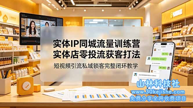 （第117期）实体IP同城流量训练营：实体店零投流获客打法，短视频引流私域锁客完整闭环教学！-山林科技社