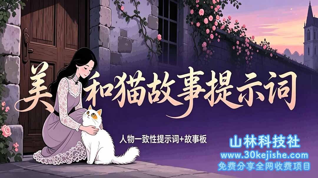 （第35期）美女和猫故事提示词，人物一致性提示词+故事板！-山林科技社
