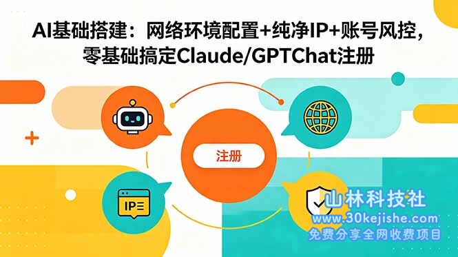 (第71期)AI基础搭建:网络环境配置+纯净IP+账号风控,零基础搞定Claude/GPTChat注册!-山林科技社