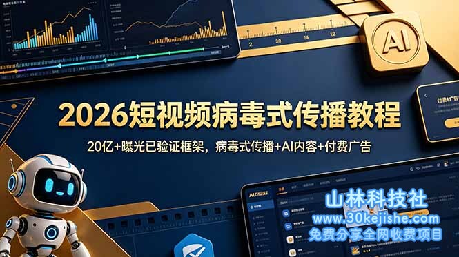 （第126期）2026短视频病毒式传播教程：20亿+曝光已验证框架，病毒式传播+AI内容+付费广告！-山林科技社