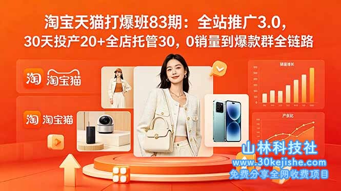 （第31期）2026淘宝天猫打爆班83期：全站推广3.0，30天投产20+全店托管30，0销量到爆款群全链路！-山林科技社
