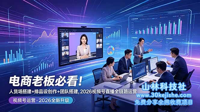 （第90期）电商老板必看！人货场搭建+排品设计+素材创作+团队搭建，2026视频号直播全链路运营！-山林科技社