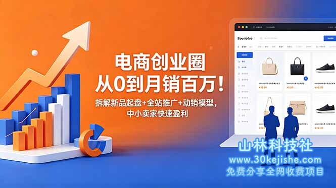 （第102期）电商创业圈从0到月销百万！拆解新品起盘+全站推广+动销模型，中小卖家快速盈利！-山林科技社