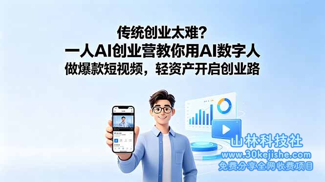 （第101期）传统创业太难？一人AI创业营教你用AI数字人做爆款短视频，轻资产开启创业路！-山林科技社