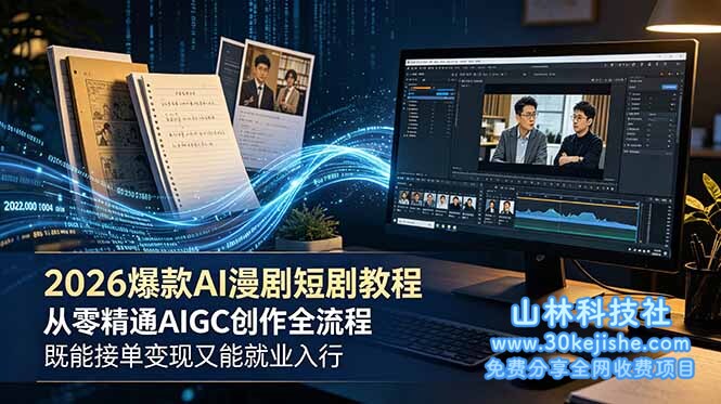 （第132期）2026 爆款 AI 漫剧短剧教程 从零精通 AIGC 创作全流程 既能接单变现又能就业入行！-山林科技社