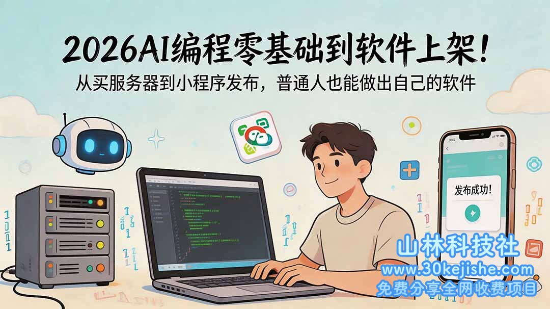 （第39期）2026AI编程零基础到软件上架！从买服务器到小程序发布，普通人也能做出自己的软件！-山林科技社