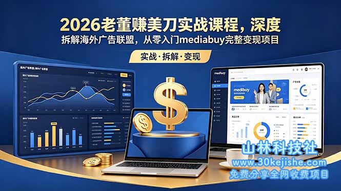（第4期）2026老董赚美刀实战课程，深度拆解海外广告联盟，从零入门mediabuy完整变现项目！-山林科技社